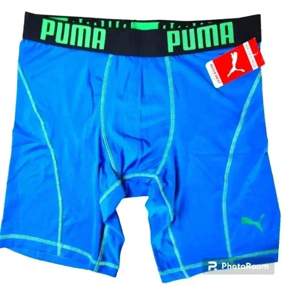 Puma boxer brief blue,green and black 9" inseam comfort stretch NWT Medium - Picture 1 of 6